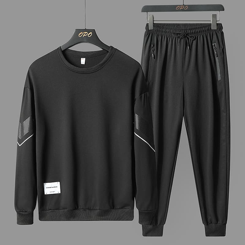 トレーナー　メンズ シンプル切替デザイン スポーティセットアップ