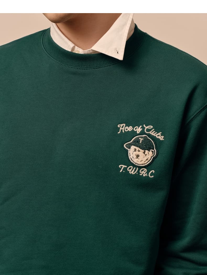 トレーナー　メンズ 刺繍入り クラシック クルーネック トレーナー