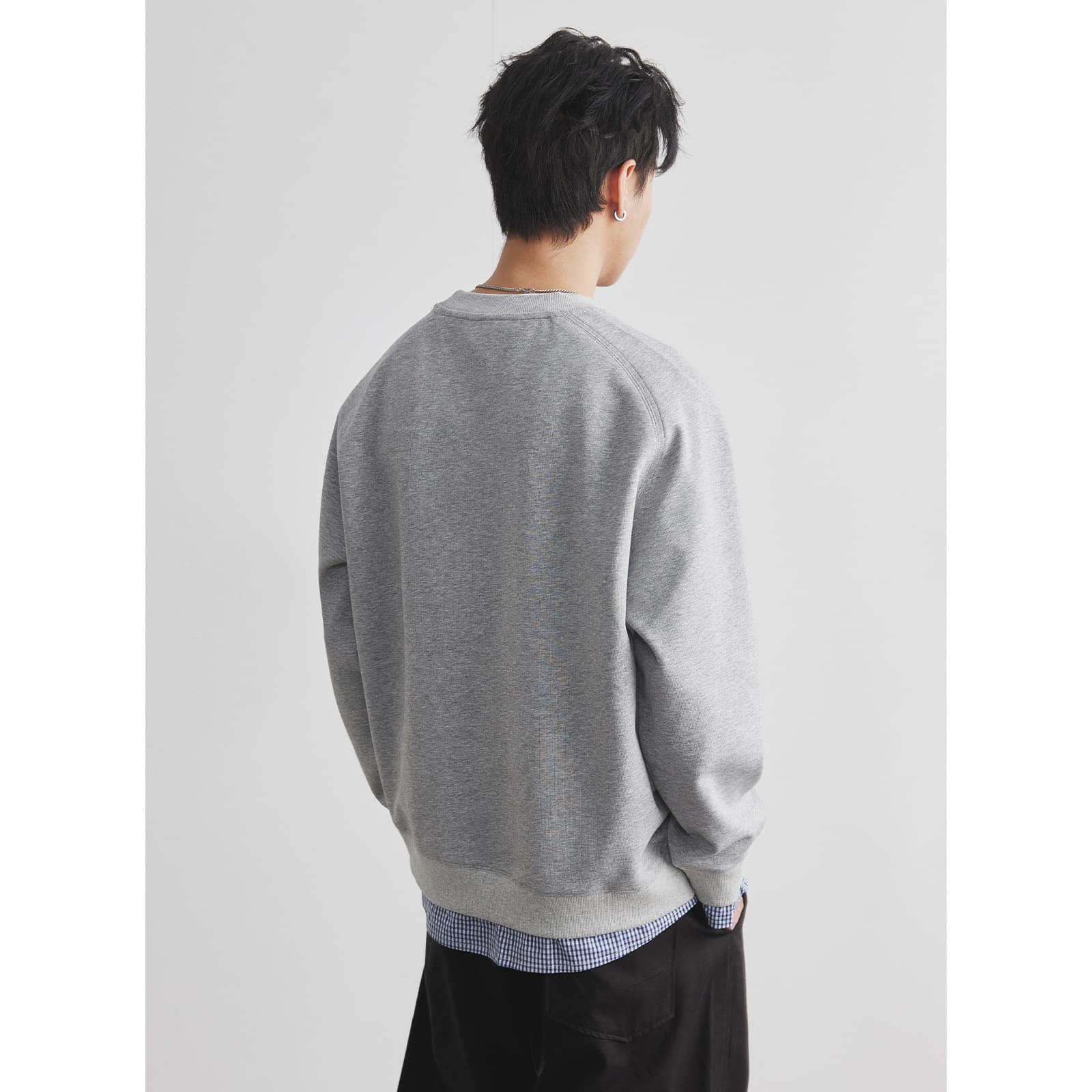 トレーナー　メンズ シンプル重ね着風トレーナー