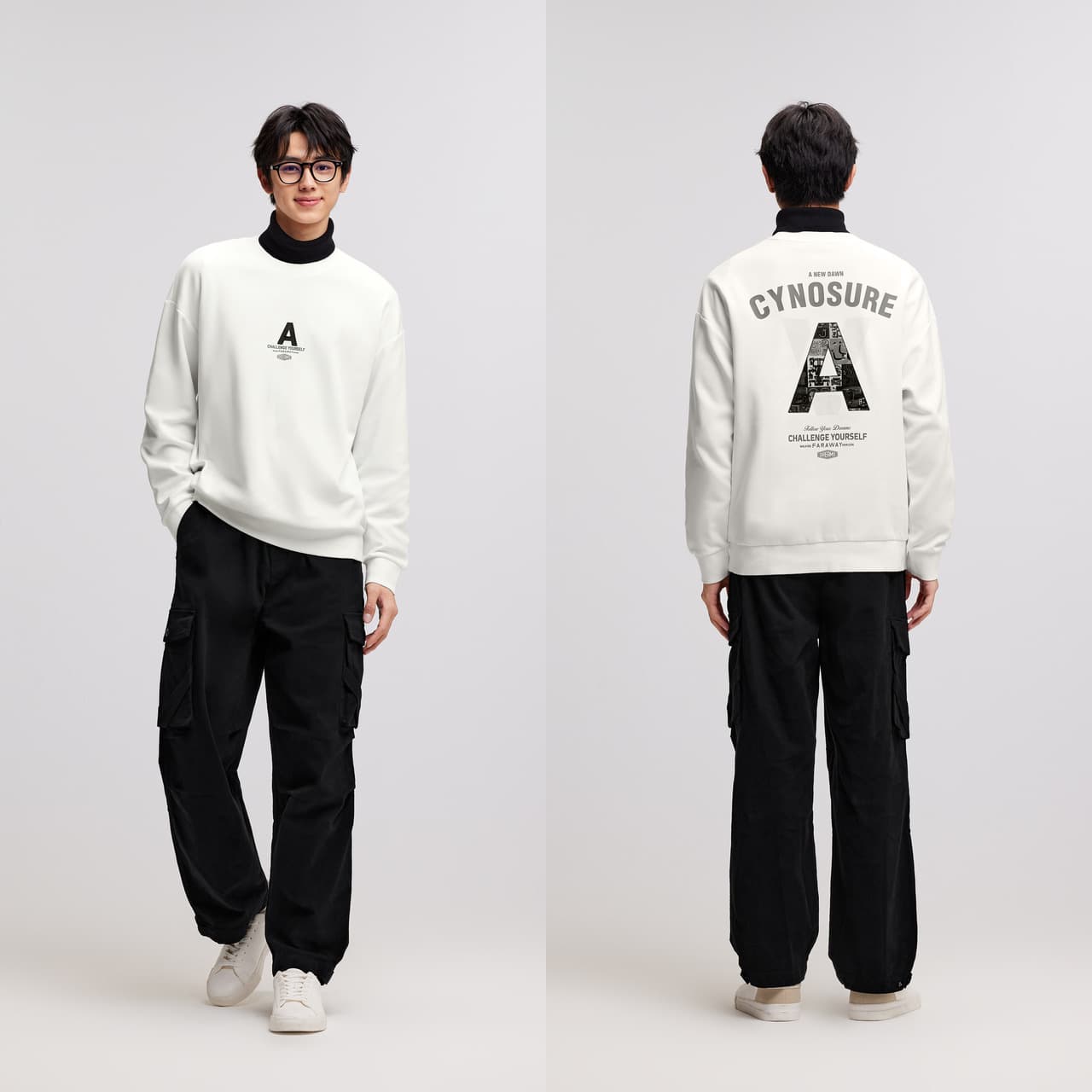 トレーナー　メンズ シンプルロゴ入りリラックストレーナー