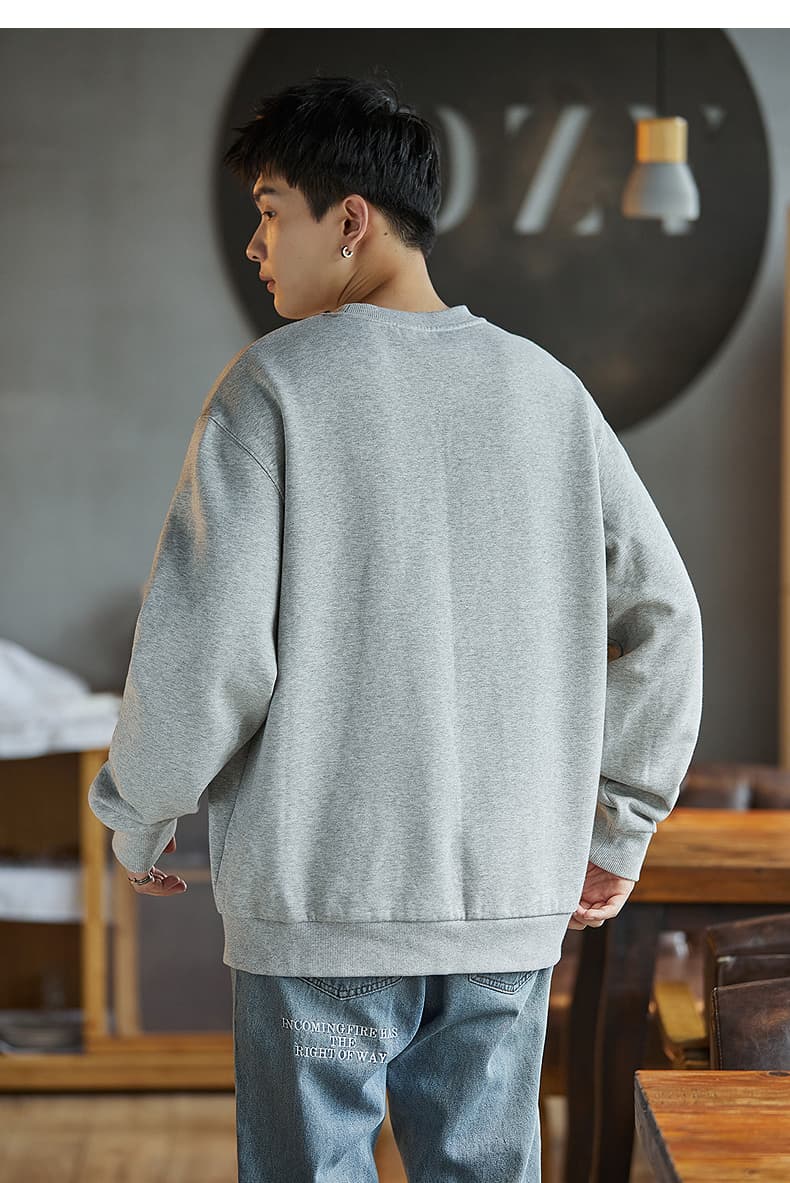 トレーナー メンズ 山並み刺繍入り カジュアルトレーナー