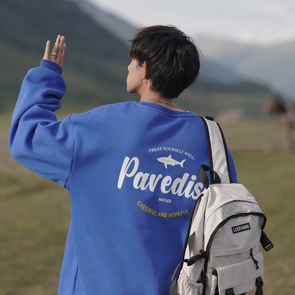 トレーナー メンズ カジュアル重ね着風ゆったりトレーナー