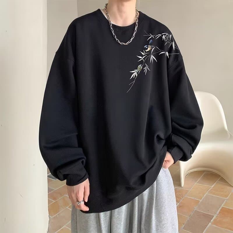トレーナー メンズ 和風刺繍入り 落ち着き漂うトレーナー