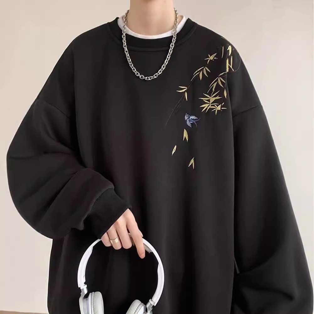 トレーナー メンズ 和風刺繍入り 落ち着き漂うトレーナー