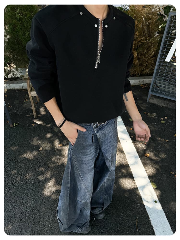 トレーナー メンズ ジップアップスタンドカラートレーナー